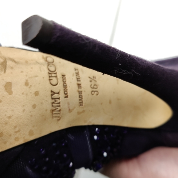 Jimmy Choo Crystal Purple Suede mesh heels - Picture 11 of 16